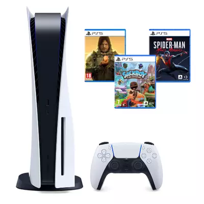 PlayStation 5 B Chassis + Deaths Stranding Director's Cut + Marvel's Spider-man: Miles Morales + Sackboy A Big Adventure!