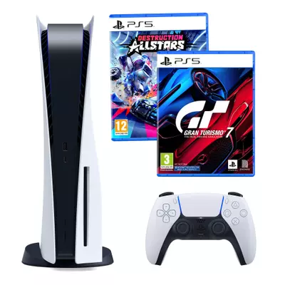 PlayStation 5 B chassis + Gran Turismo 7 Standard Edition PS5 + Destruction AllStars PS5 PlayStation 5 B chassis + Gran Turismo 7 Standard Edition PS5 + Destruction AllStars PS5